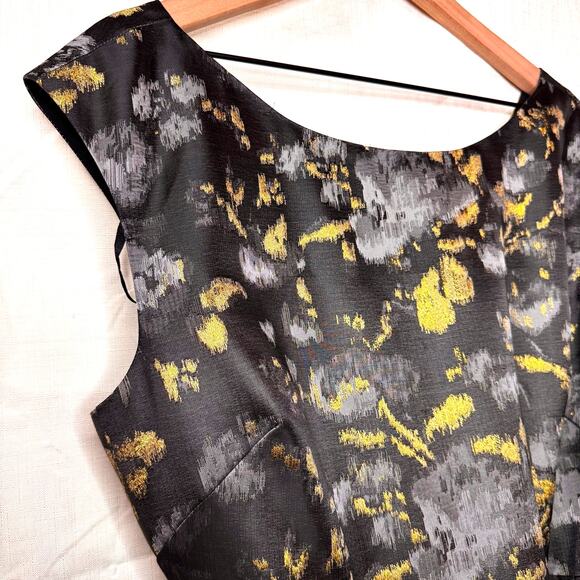 ELIZA J Jaquard Fit & Flare Dress Size 14 Party Floral Metallic Festive Holiday - Picture 4 of 16